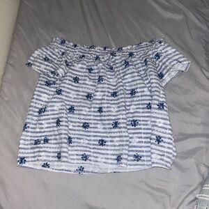Off the shoulder blue flower top!
